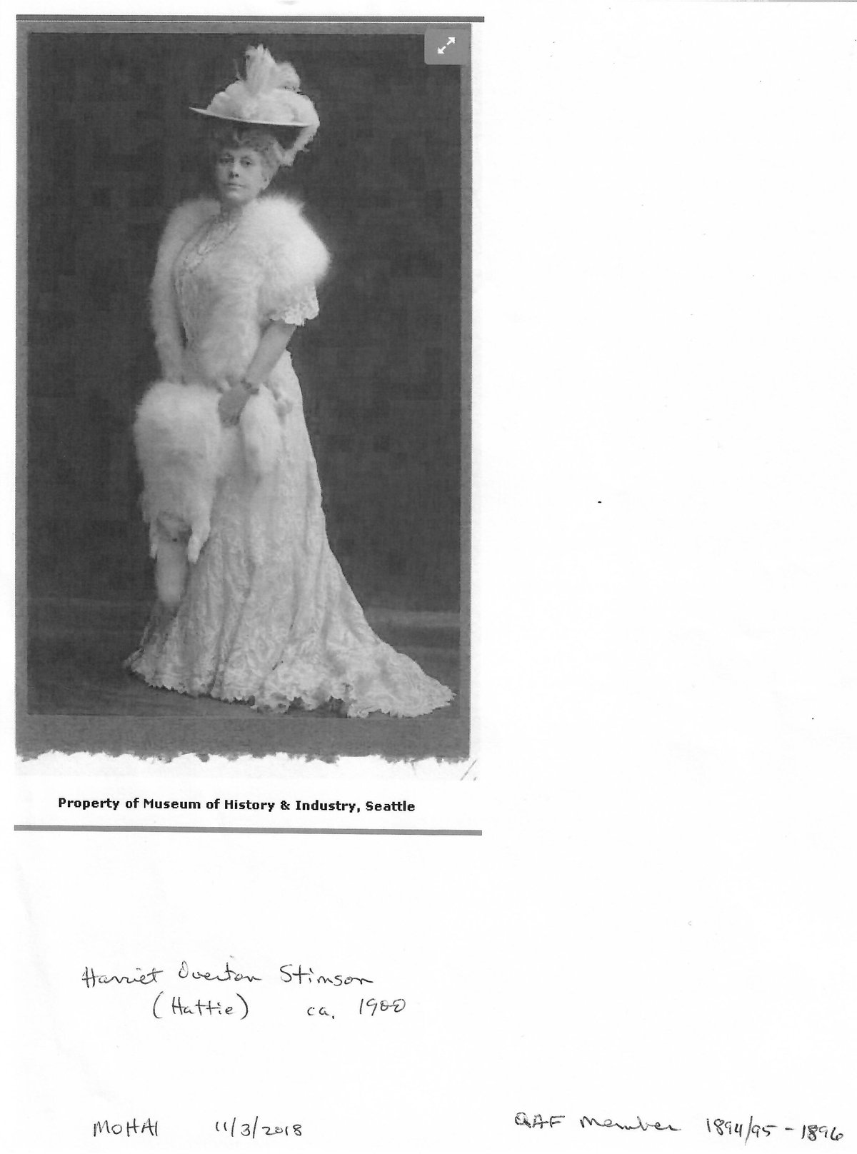 Harriet Stimson, 1900